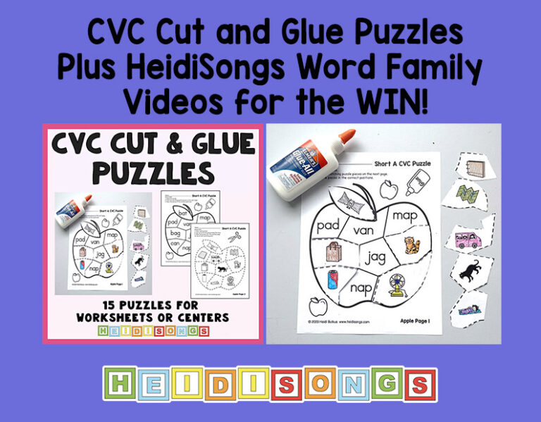 CVC Cut and Glue Puzzles plus HeidiSongs Music Videos Featured Image