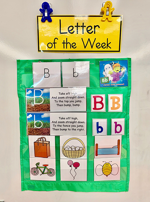 Letter of the week focus wall for teaching the alphabet letters.