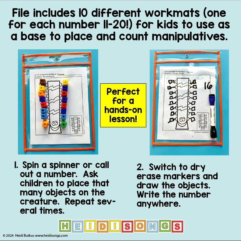Workmats for counting practice 11-20